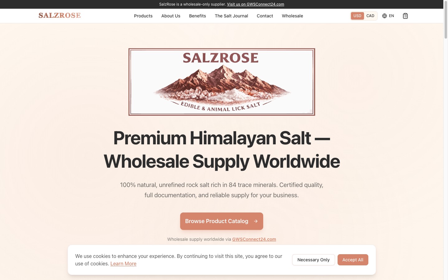 SalzRose live site homepage